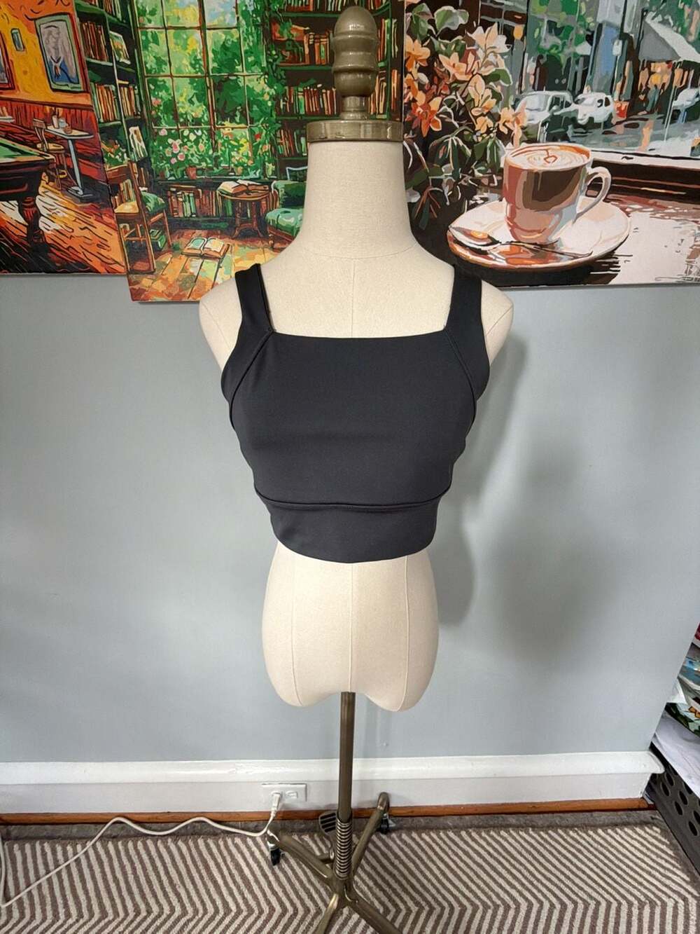 Free People Movement Square Neck Sports Bra in Charcoal Gray size L